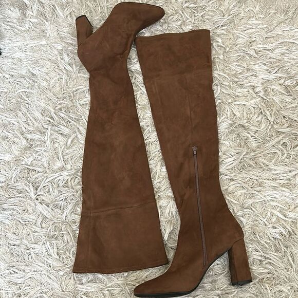 NWOB Jeffrey Campbell Parisah-2 Over The Knee Heeled Boots in Brown Suede size 9 - Picture 7 of 12